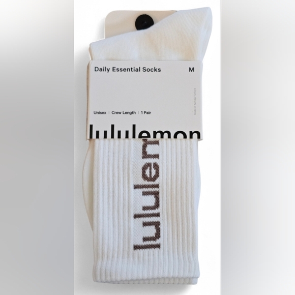 lululemon athletica Other - lululemon Unisex Daily Essential Crew White/brown Medium Socks. New